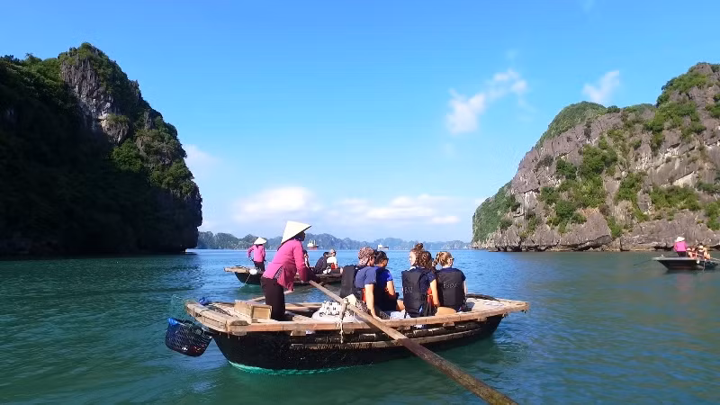 Trash collecting bags are available on each bamboo boat, ensuring clean environment