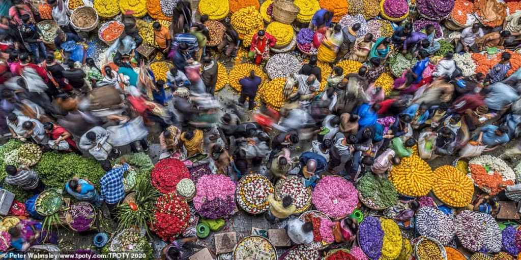A photo shot in Bengaluru, India, by British photographer Peter Walmsley comes first in the “One shot - Colours of life” single image category.