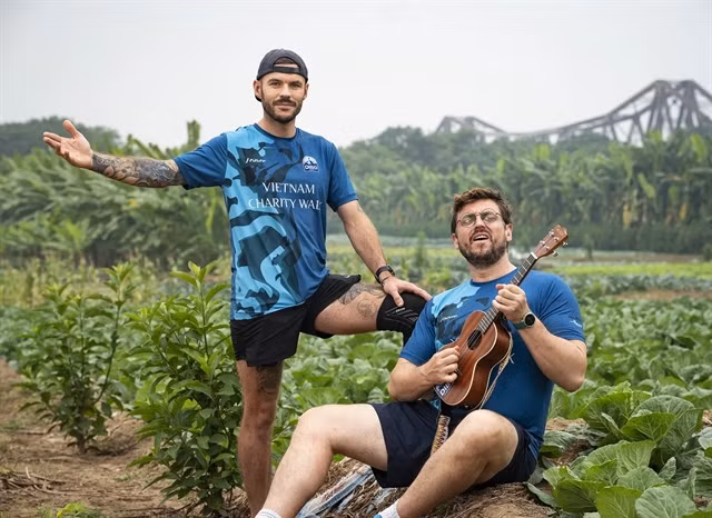 Sean Down (right) and Jake Norris are walking 2,000km for charity. Photos courtesy of Jake Norris, Sean Down, and Will Hamilton