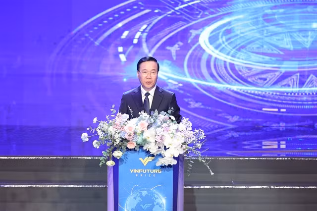 State President Võ Văn Thưởng speaks at the VinFuture Prize 2023 award ceremony. — Photo courtesy of the organiser