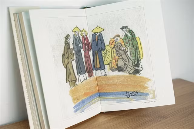 An illustration from the Kiều painting collection by celebrated artist Nguyễn Tư Nghiêm, published for the first time in the 2025 special edition.