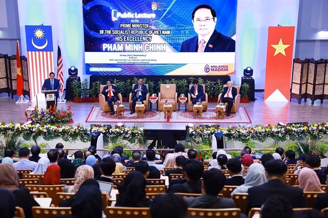 Vietnamese Prime Minister Phạm Minh Chính delivered a policy speech at the National University of Malaysia (UKM) on May 28. — VNA/VNS Photo Dương Giang