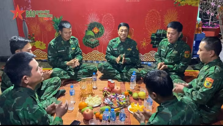 On-duty troops celebrate Tet.